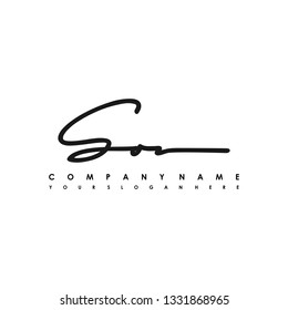 SO initial signature logo. handwriting logo template vector,