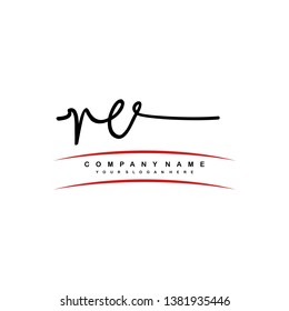 RE initial signature logo. handwriting logo template vector,