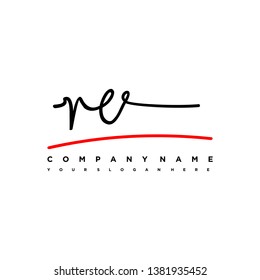 RE initial signature logo. handwriting logo template vector,
