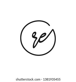RE initial signature logo. handwriting logo template vector,
