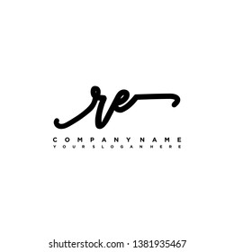 RE initial signature logo. handwriting logo template vector,