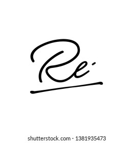 RE initial signature logo. handwriting logo template vector,