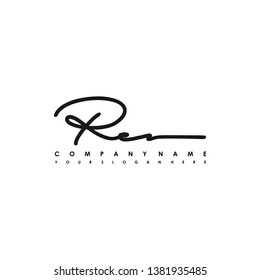 RE initial signature logo. handwriting logo template vector,