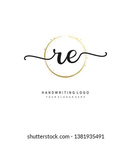 RE initial signature logo. handwriting logo template vector,