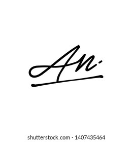 AN initial signature logo. handwriting logo template vector,