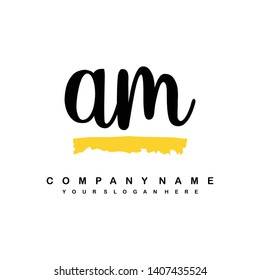 AM initial signature logo. handwriting logo template vector,