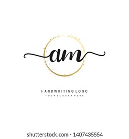 AM initial signature logo. handwriting logo template vector,