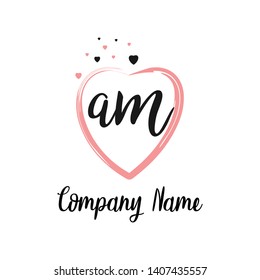 AM initial signature logo. handwriting logo template vector,