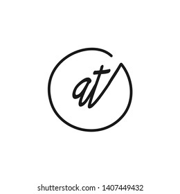 AT initial signature logo. handwriting logo template vector,
