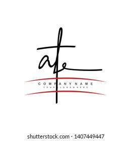 AT initial signature logo. handwriting logo template vector,