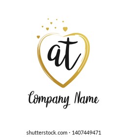 AT initial signature logo. handwriting logo template vector,