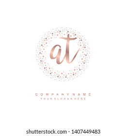 AT initial signature logo. handwriting logo template vector,