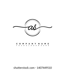 AS initial signature logo. handwriting logo template vector,