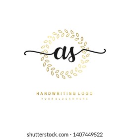 AS initial signature logo. handwriting logo template vector,