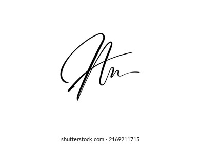 Am initial signature logo. Handwritten monogram vector