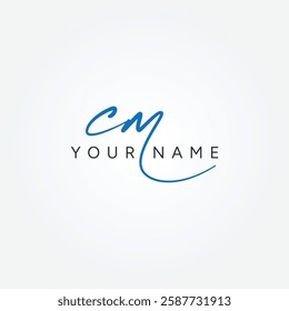 Initial Signature Logo for Letter CM - Vector Logo Template in Handwritten Signature Style