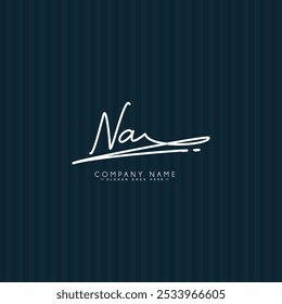 Initial Signature Logo for Letter NA - Vector Logo Template in Handwritten Signature Style