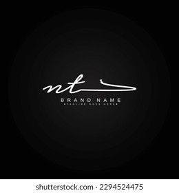 Initial Signature Logo for Letter NT - Vector Logo Template in Handwritten Signature Style