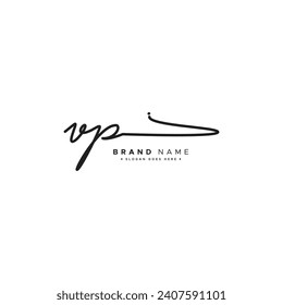 Initial Signature Logo for Letter VP - Vector Logo Template in Handwritten Signature Style