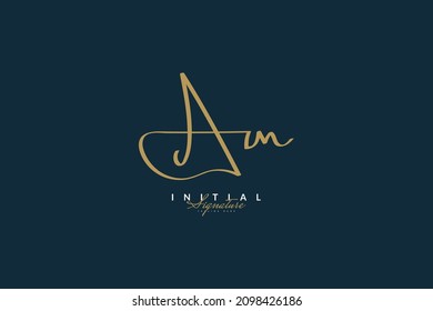 AM Initial Signature Logo or Symbol with Handwriting Style for Wedding, Fashion, Jewelry, Boutique, Botanical, Floral and Business Identity