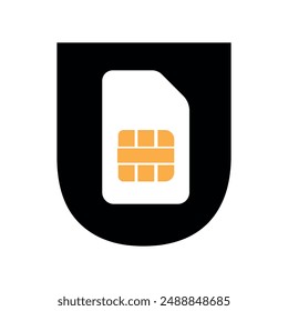 Initial sim Logo combine with letter U vector template