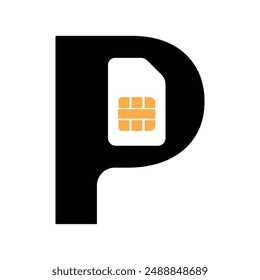 Initial sim Logo combine with letter P vector template