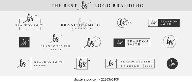 Initial simple letter BS B logo monogram on black for beauty, fashion, photography design collection