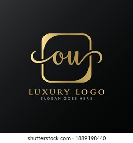 Initial Simple Letter OU Logo Design Vector Template. Abstract Luxury OU Letter Logo Design