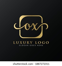 Plantilla de vectores de diseño de logotipo OX de carta simple inicial. Resumen Diseño del logotipo de la letra OX de lujo