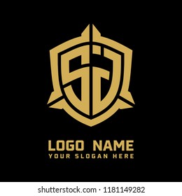 Initial SJ abstract shield logo template vector