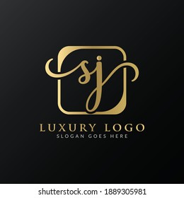 Initial SJ letter Logo Design vector Template. Abstract Luxury Letter SJ logo Design