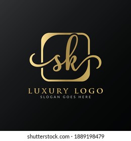 Initial SK letter Logo Design vector Template. Abstract Luxury Letter SK logo Design