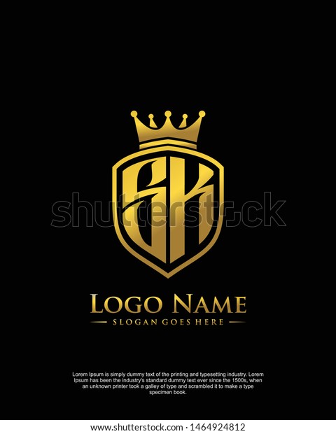 Initial Sk Letter Shield Style Logo Stock Vector (Royalty Free) 1464924812