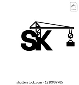 initial SK logo for contractor corporate vector illustration