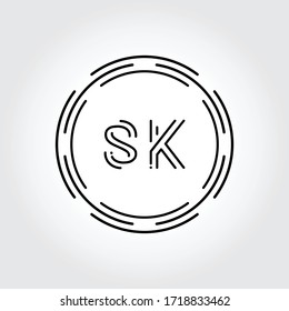 Initial SK Logo Design Creative Typography Vector Template. Digital Abstract Letter SK Logo Vector Illustration