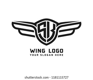 Initial SK wing logo template vector