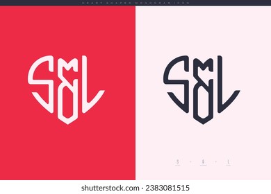 initial SL letters with red heart and love logo flat icon monogram concept