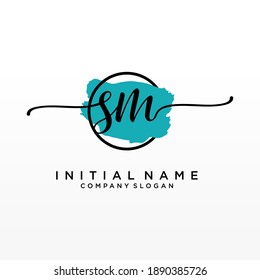 Initial SM beauty monogram and elegant logo design, handwriting logo of initial signature, wedding, fashion, floral and botanical with creative template.