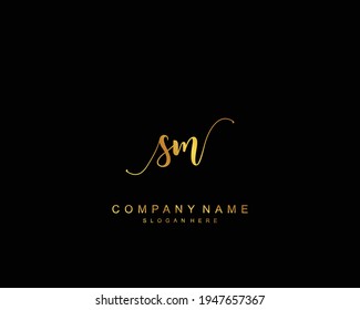Initial SM beauty monogram and elegant logo design, handwriting logo of initial signature, wedding, fashion, floral and botanical with creative template.