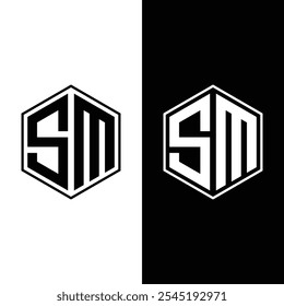 Logotipo inicial de la letra del SM con el Vector moderno creativo de la tipografía del negocio