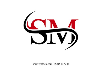 Logo de la carta inicial SM con plantilla de vectores gráficos de diseño Swoosh para identidad de empresa y empresa.
