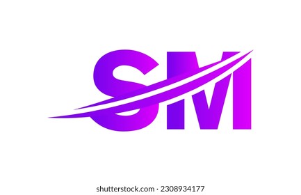 Logo de la carta inicial SM con plantilla de vectores gráficos de diseño Swoosh para identidad de empresa y empresa.	