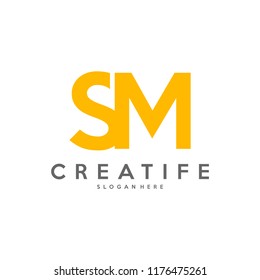 Initial SM logo concepts template vector