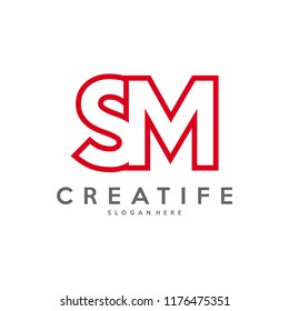 Initial SM logo concepts template vector