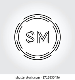 Initial SM Logo Design Creative Typography Vector Template. Digital Abstract Letter SM Logo Vector Illustration