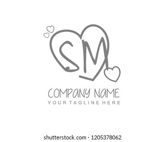 Initial Sm Love Logo Template Vector Stock Vector Royalty Free