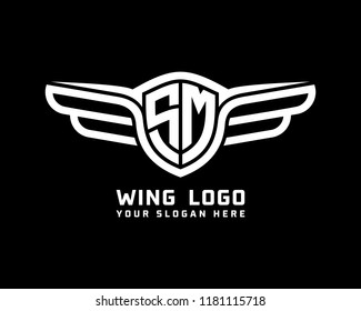 Initial SM wing logo template vector