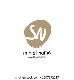 Initial Sn handwriting logo template vector