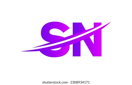 Initial SN letter Logo With Swoosh Design Graphic Vector Template for Business and Company Identity.	
