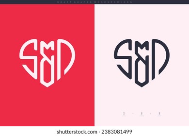 letras SN iniciales con el logotipo de corazón rojo y amor monograma de icono plano